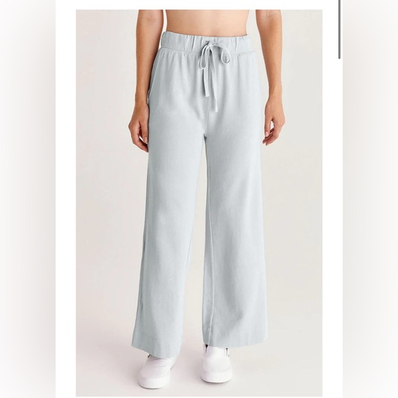 Z Supply Women’s Cyprus Washed Wide Leg Lounge Pant Sz Small Blue Mist - Picture 2 of 15